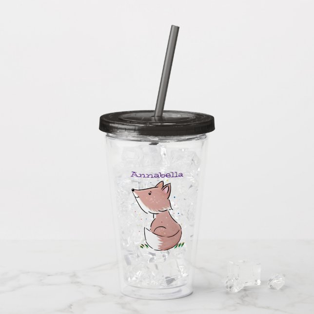 Cute baby fox cartoon illustration acrylic tumbler (Back Ice)