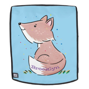 Cute baby fox cartoon illustration backpack