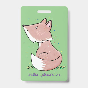 Cute baby fox cartoon illustration ID badge
