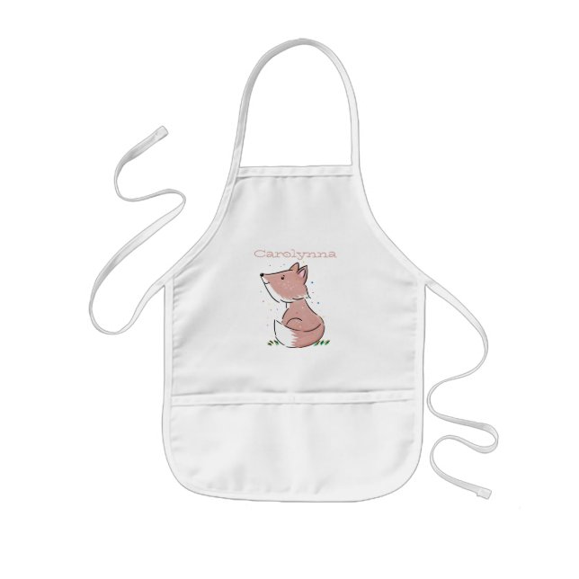 Cute baby fox cartoon illustration kids apron (Front)