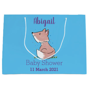 Cute baby fox cartoon illustration large gift bag