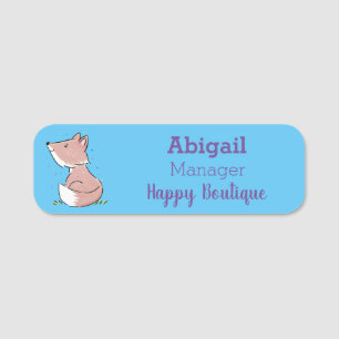 Cute baby fox cartoon illustration  name tag