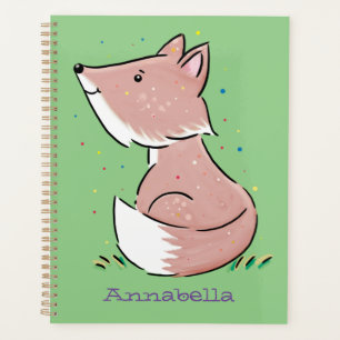 Cute baby fox cartoon illustration planner