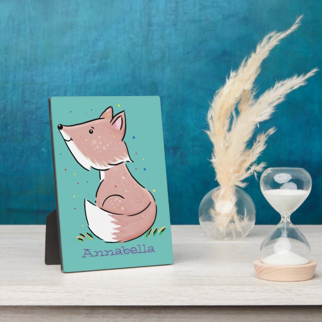 Cute baby fox cartoon illustration plaque (Side)