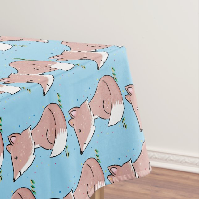 Cute baby fox cartoon illustration  tablecloth (In Situ)
