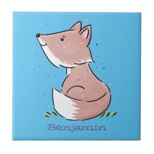 Cute baby fox cartoon illustration tile