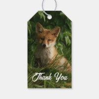 Cute Baby Fox in a Green Forest Thank You