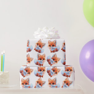Cute baby fox pattern wrapping paper