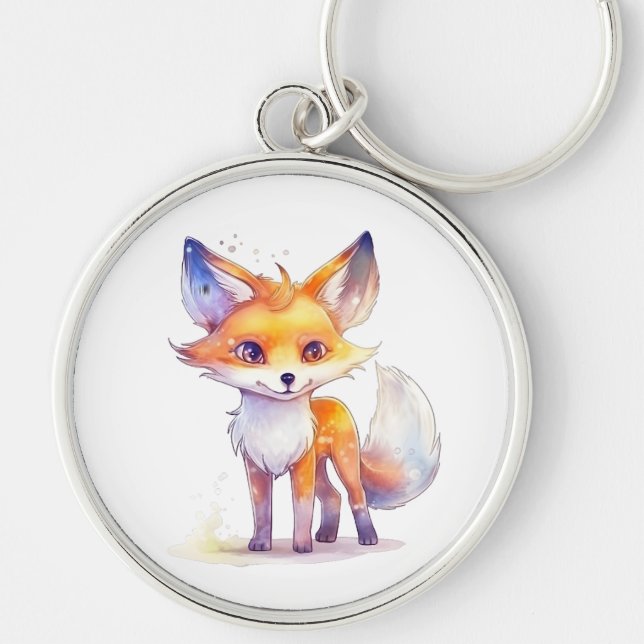 Cute Baby Fox Round Keychain (Front)
