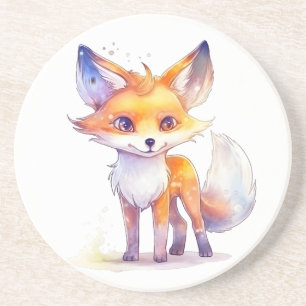 Cute Baby Fox Sandstone Coaster