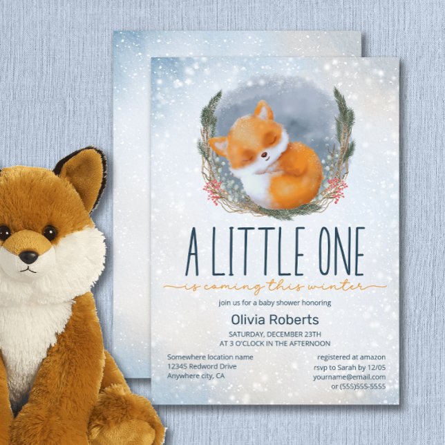 Cute Baby Fox Snowly Winter Baby Shower Invitation (Creator Uploaded)