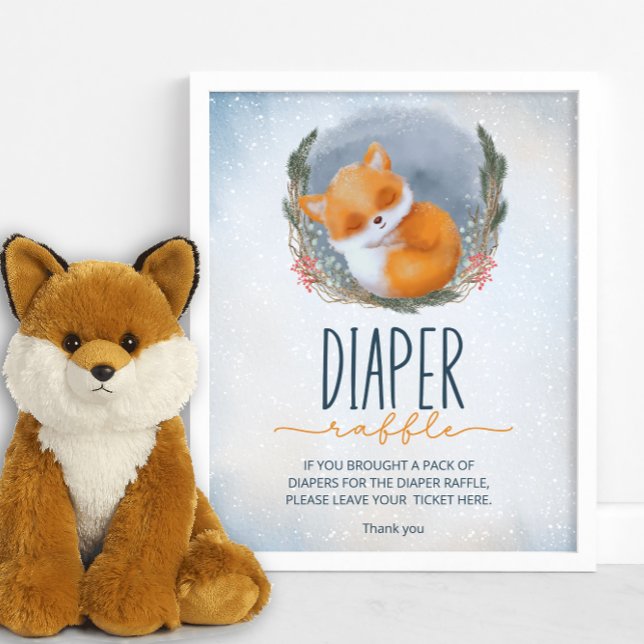 Cute Baby Fox Snowly Winter diaper raffle Poster (Creator Uploaded)