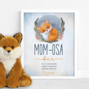 Cute Baby Fox Snowly Winter Mum-osa Bar Poster