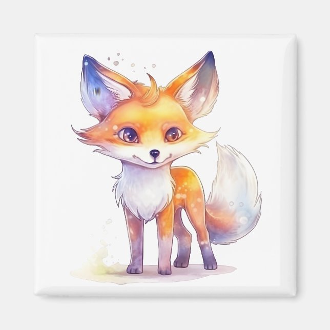 Cute Baby Fox Square Magnet (Front)