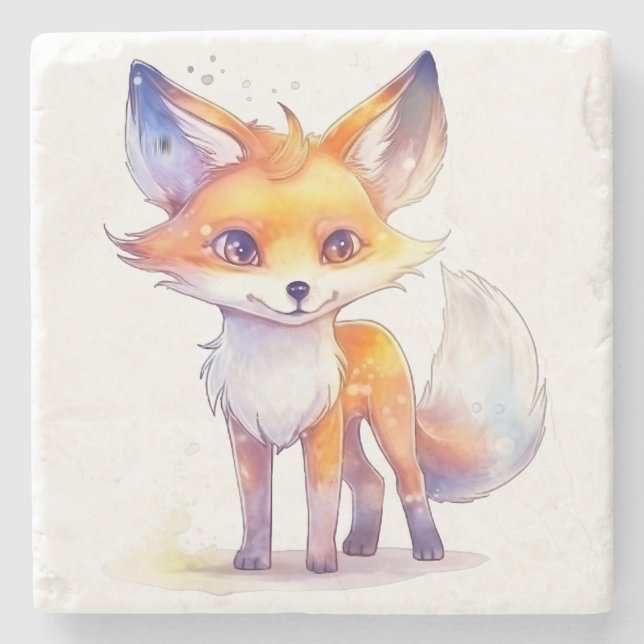 Cute Baby Fox Stone Coaster (Front)