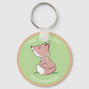 Cute baby fox watercolour illustration key ring