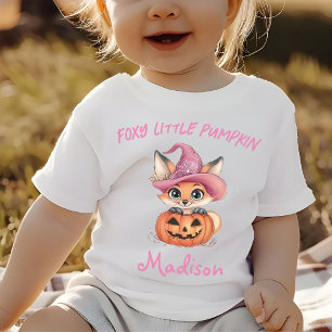 Cute Baby Fox Witch Hat Personalised Name T-Shirt