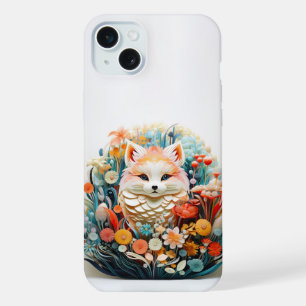 Cute Baby Fox with flowers Paper Cutout iPhone 15 Plus Case
