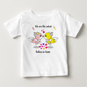Cute Baby Foxes Kissing w/Colourful Back Prints T-Shirt