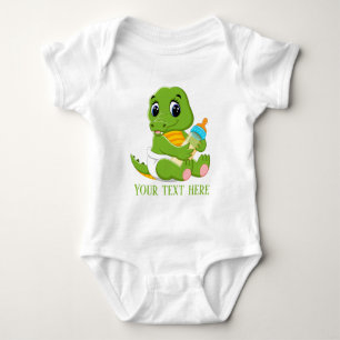 Cute baby gator add text unisex baby bodysuit