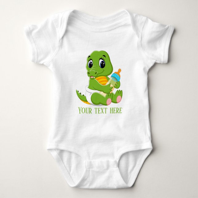 Cute baby gator add text unisex bodysuit (Front)