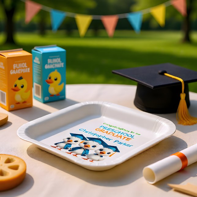 Cute Baby Geese Graduation Party Paper Plate (Creator Uploaded)