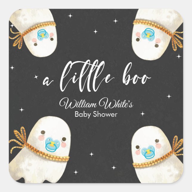 Cute Baby Ghost Halloween Fall Baby Shower Square Sticker (Front)