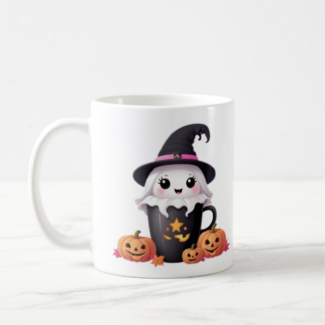 cute baby ghost halloween with hat mug (Left)