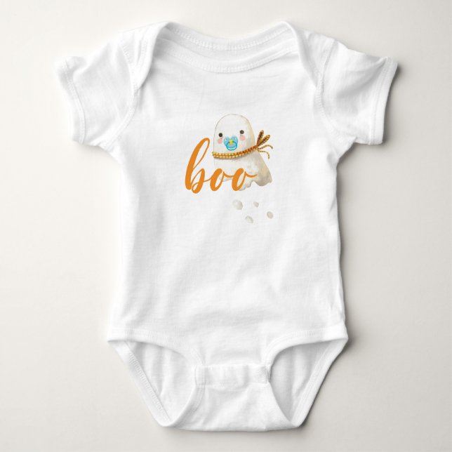 Cute Baby Ghost Pacifier Scarf Boo  Bodysuit (Front)