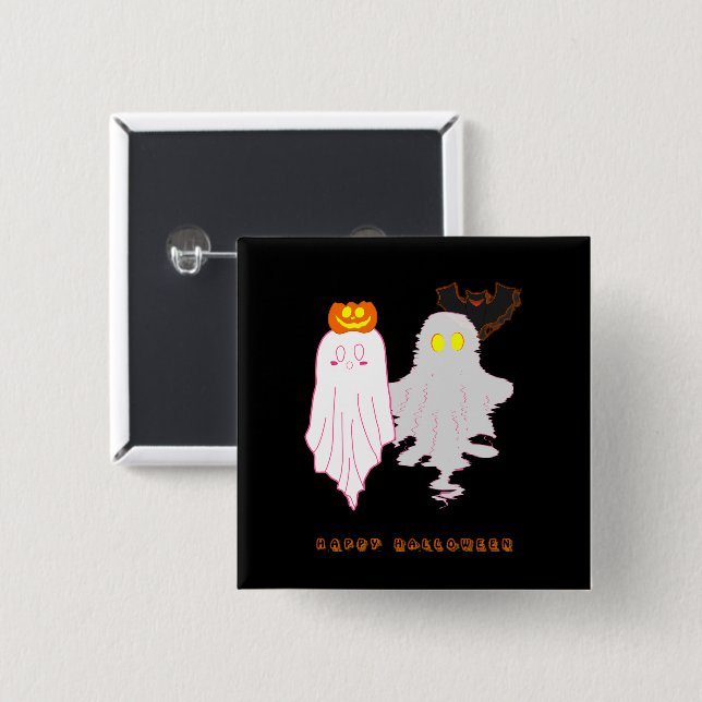 Cute Baby Ghosts Halloween Button (Front & Back)