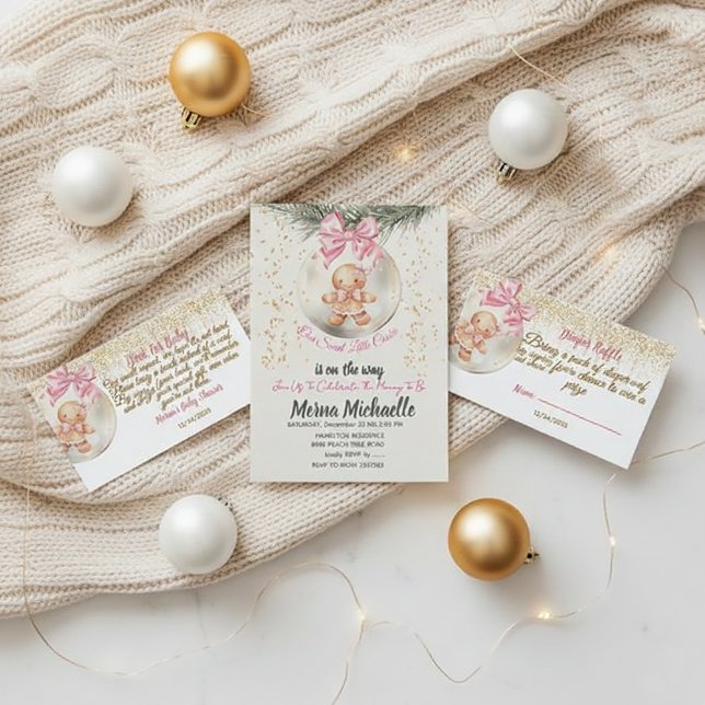  cute baby Gingerbread in Christmas Bauble  Invitation (Creator Uploaded)
