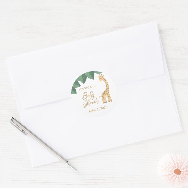 Cute baby giraffe baby shower favour stickers (Envelope)