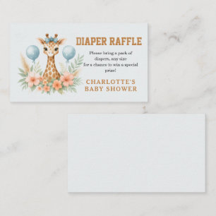 Cute Baby Giraffe Boy Baby Shower   Blue Safari Enclosure Card