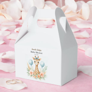 Cute Baby Giraffe Boy Baby Shower Blue Safari Favour Box