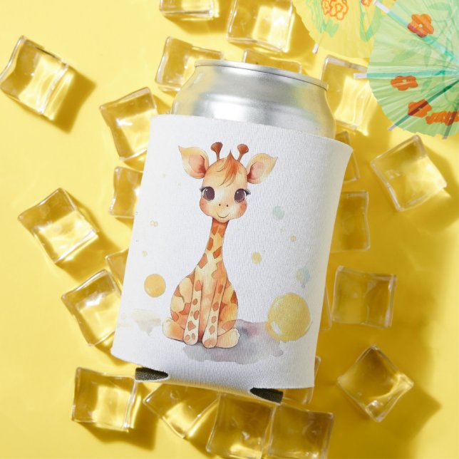 Cute Baby Giraffe Can Cooler (In Situ Summer)