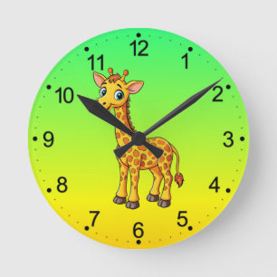 Cute Baby Giraffe Cartoon-35281 Round Clock