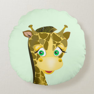 Cute Baby Giraffe - Choose your favourite colour Round Cushion