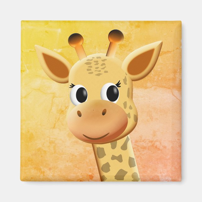 Cute Baby Giraffe Drawing Magnet (Front)