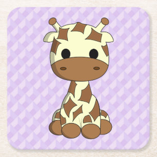 Cute baby giraffe kawaii cartoon girl coasters