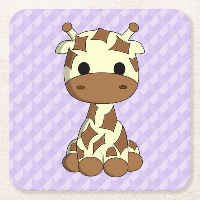 Cute baby giraffe kawaii cartoon girl coasters (Front)