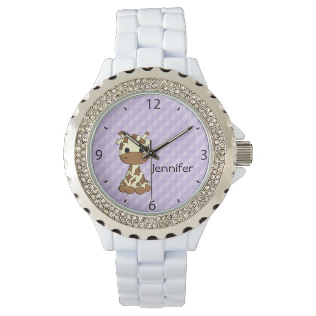 Cute baby giraffe kawaii cartoon name woman watch (Front)