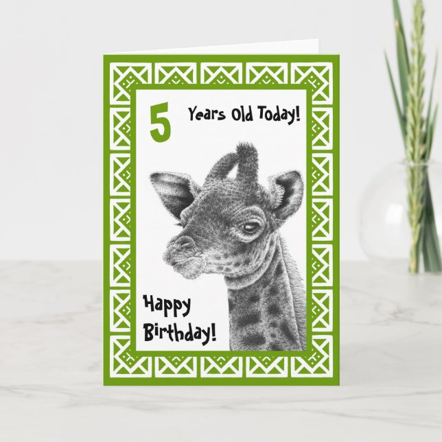 Cute Baby Giraffe Kids Birthday Card (Front)