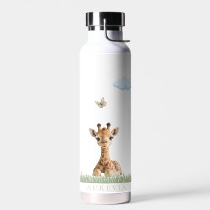 Cute Baby Giraffe Kids Water Bottle   Safari Jungl