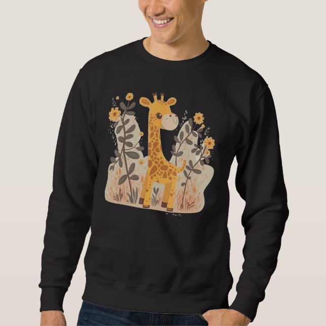 Cute Baby Giraffe on Giraffe Children and Giraffe  Sweatshirt (Front)