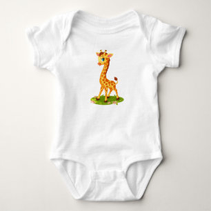 Cute Baby giraffe On Grass Cartoon-96023 Bodysuit