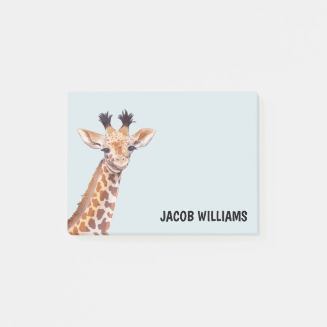 Cute Baby Giraffe Personalised Name  Post-it Notes (Front)
