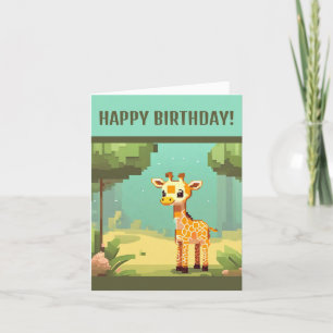 Cute Baby Giraffe Pixel Art Holiday Card