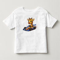 Cute Baby Giraffe Race Car Driver