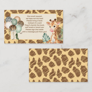 Cute Baby Giraffe Safari Animal Print Bring a Book Enclosure Card