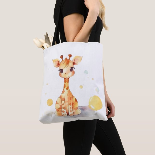 Cute Baby Giraffe Shoulder Tote (Close Up)